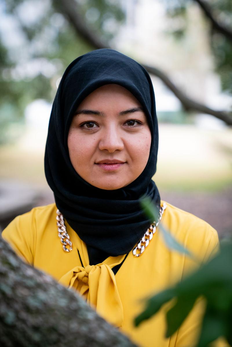 woman in a yellow shirt